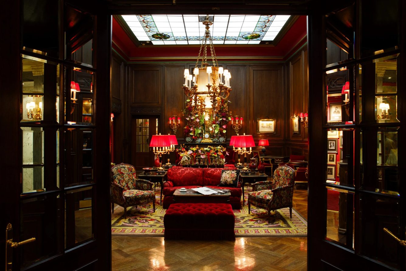 The lobby of Hotel Sacher Vienna, the grand hotel beside the Vienna State Opera