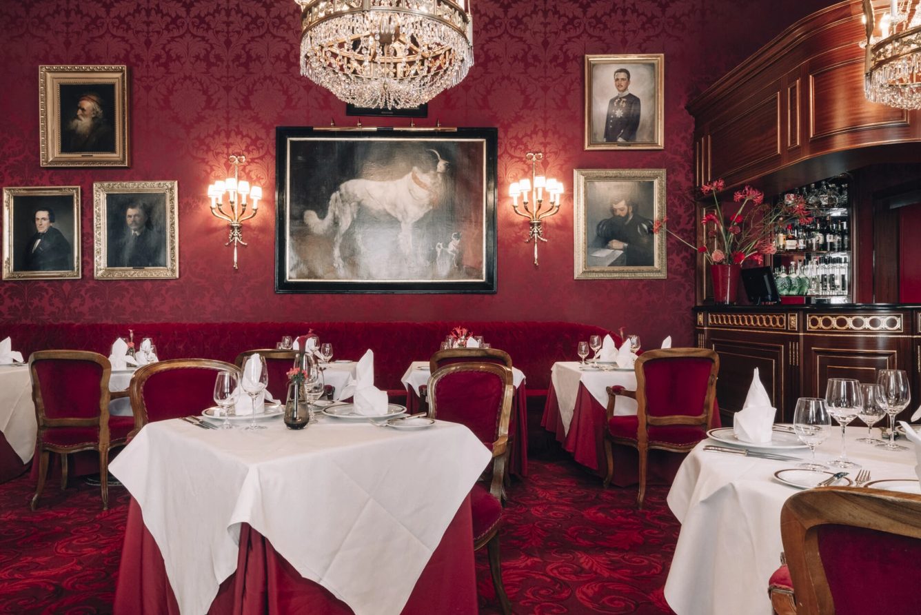 The Rote Bar restaurant and winter garden at Hotel Sacher Vienna