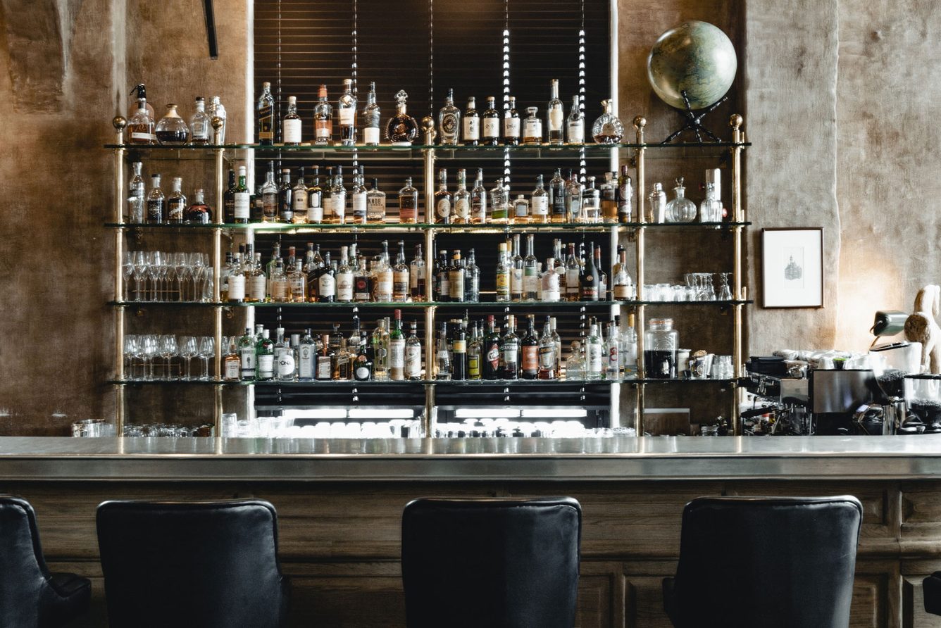 The back bar at The Cobbler, the cocktail bar at 1898 The Post
