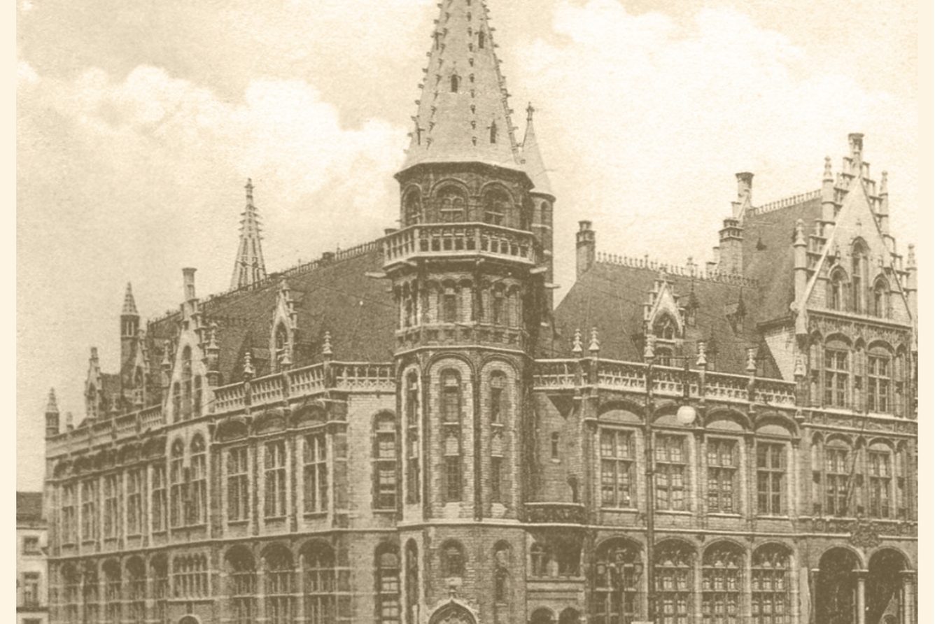 The Ghent post office building in an early postcard view, from the hotel's own history pages
