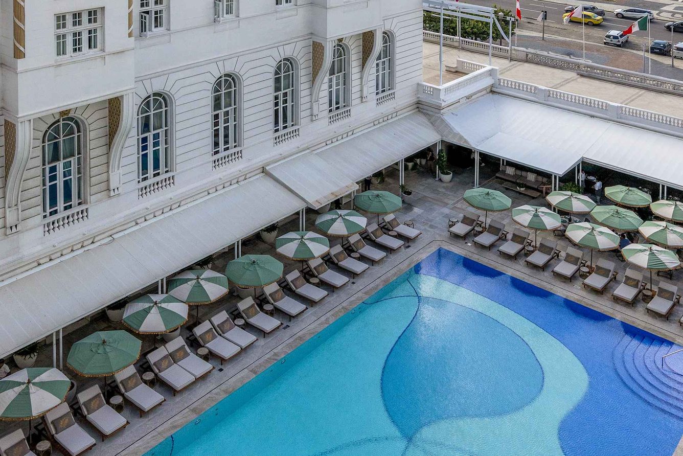 The half-moon swimming pool at Copacabana Palace, Rio de Janeiro