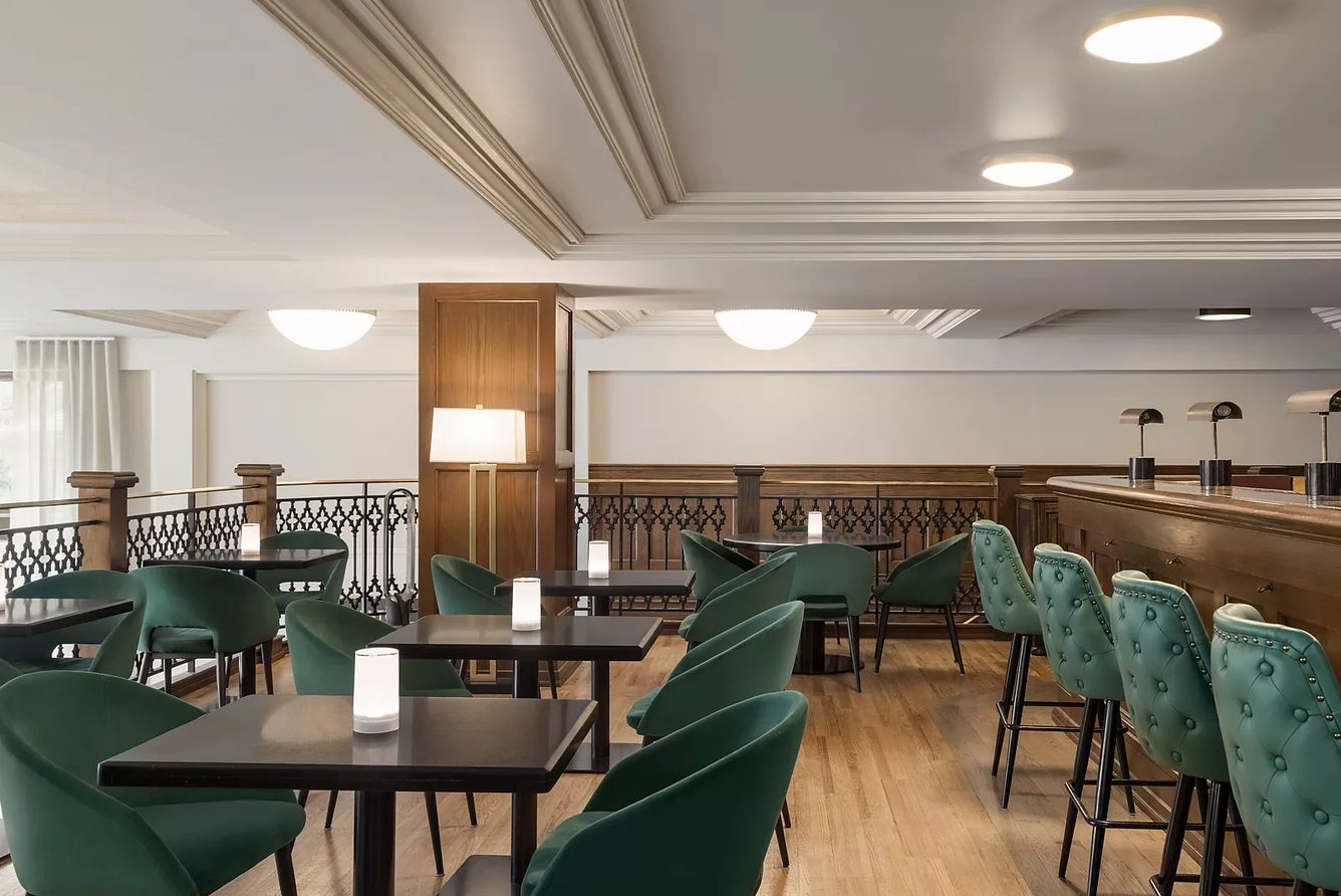 A bar and lounge interior at Fairmont Banff Springs