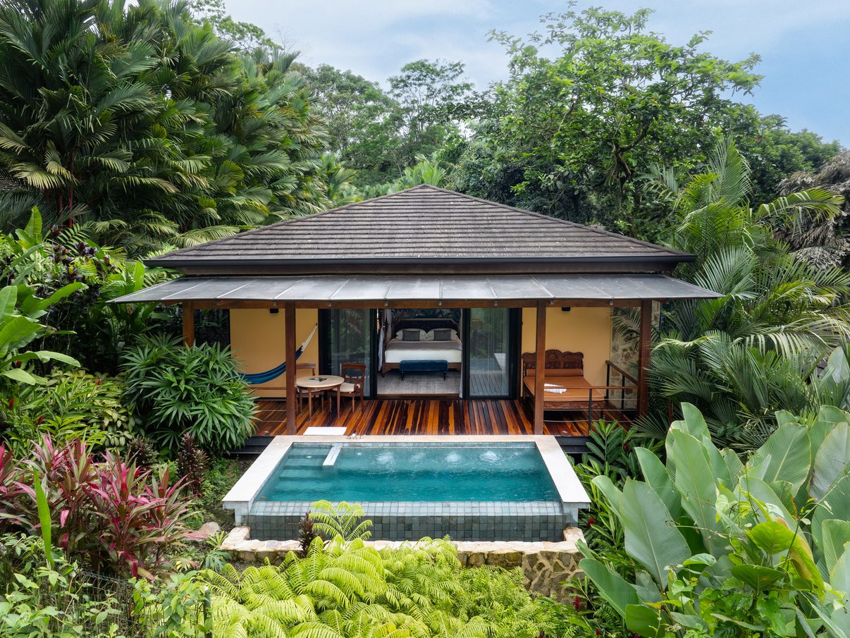A Springs Villa at Nayara Springs, with its private plunge pool in the rainforest at La Fortuna