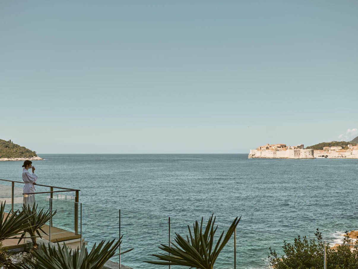 Villa Dubrovnik's terraces and pool above the Adriatic near Dubrovnik