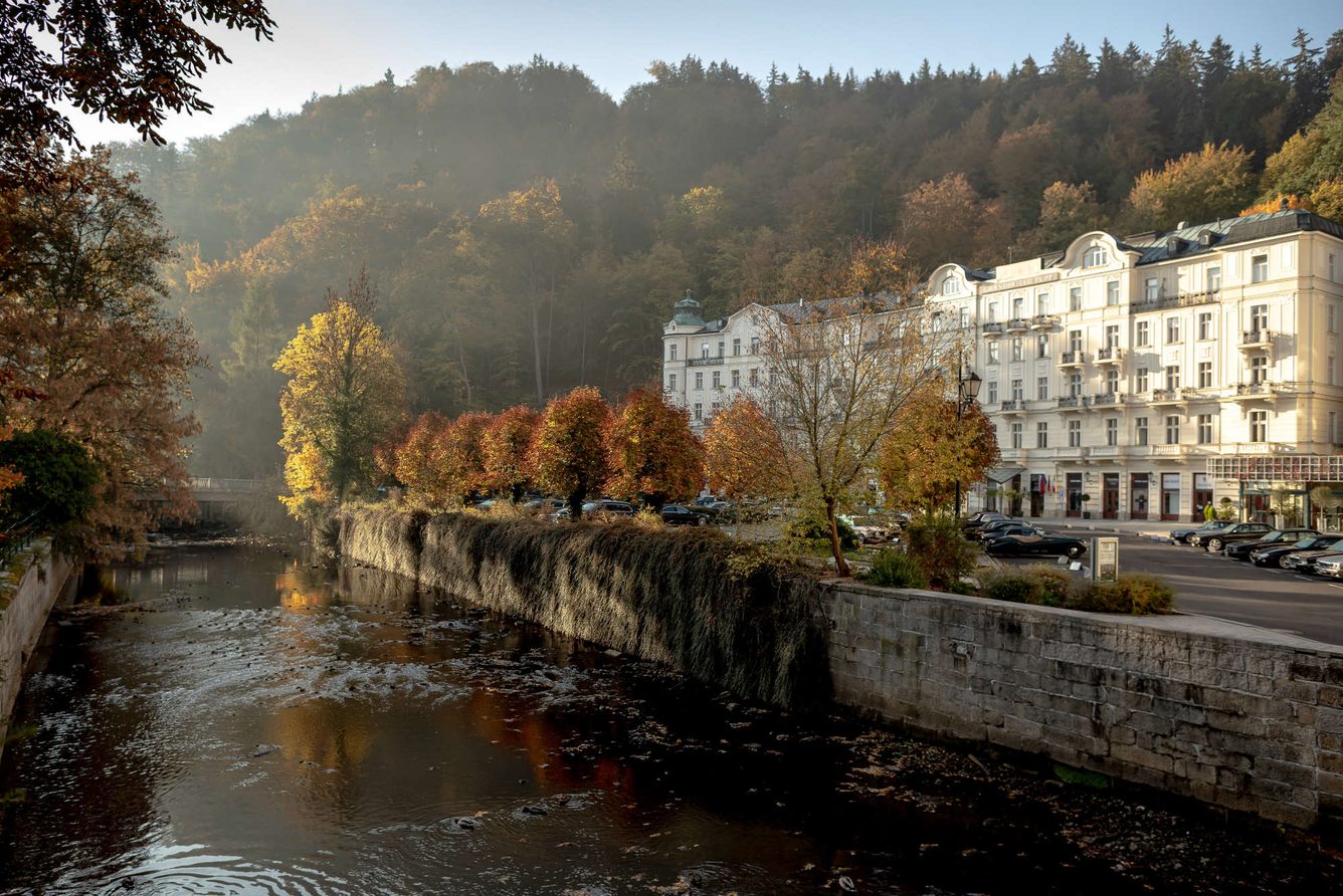Grandhotel Pupp above the Teplá river in Karlovy Vary