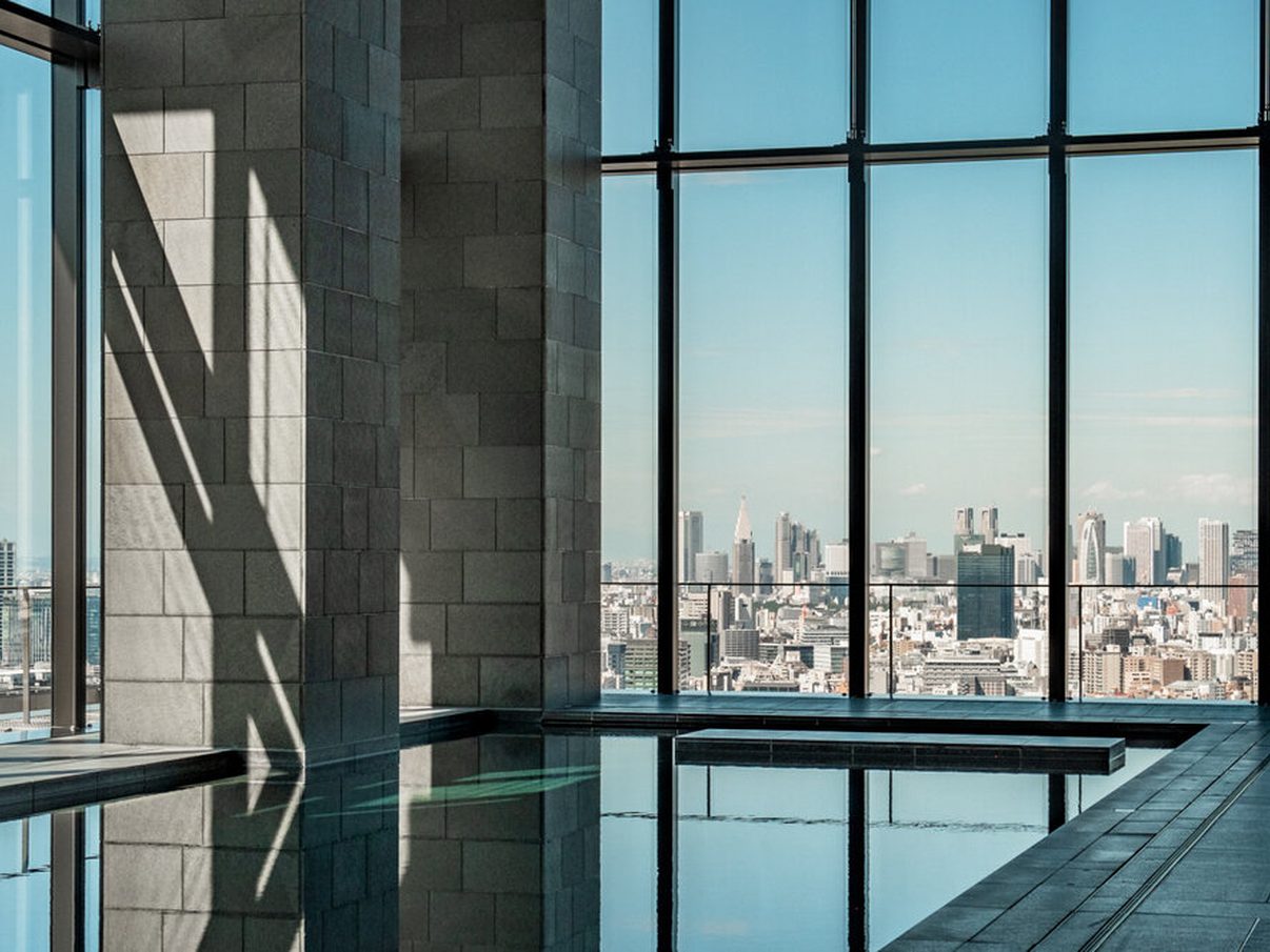 The 30-metre indoor pool at Aman Tokyo, high in the Otemachi Tower above the city