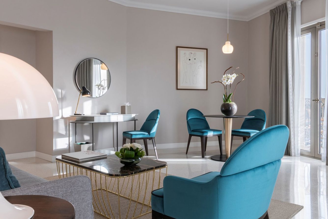 The living room of a Harbour View Suite at The Phoenicia Malta
