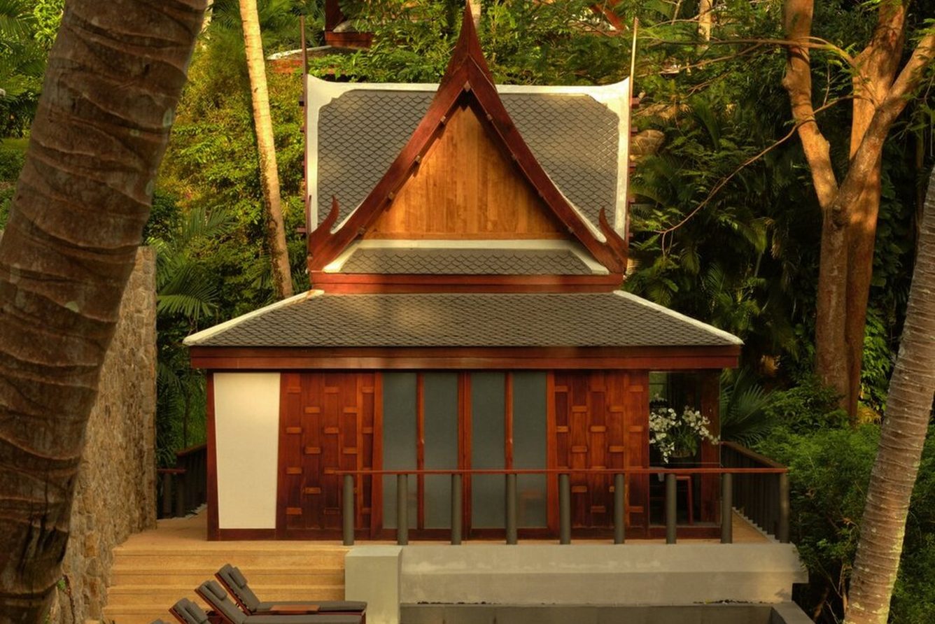 The Spa House at Amanpuri, a Thai-style pavilion with a lap pool set in the coconut grove