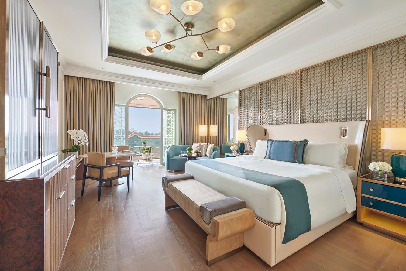 King bedroom with a sea-view balcony at Emirates Palace Mandarin Oriental, Abu Dhabi