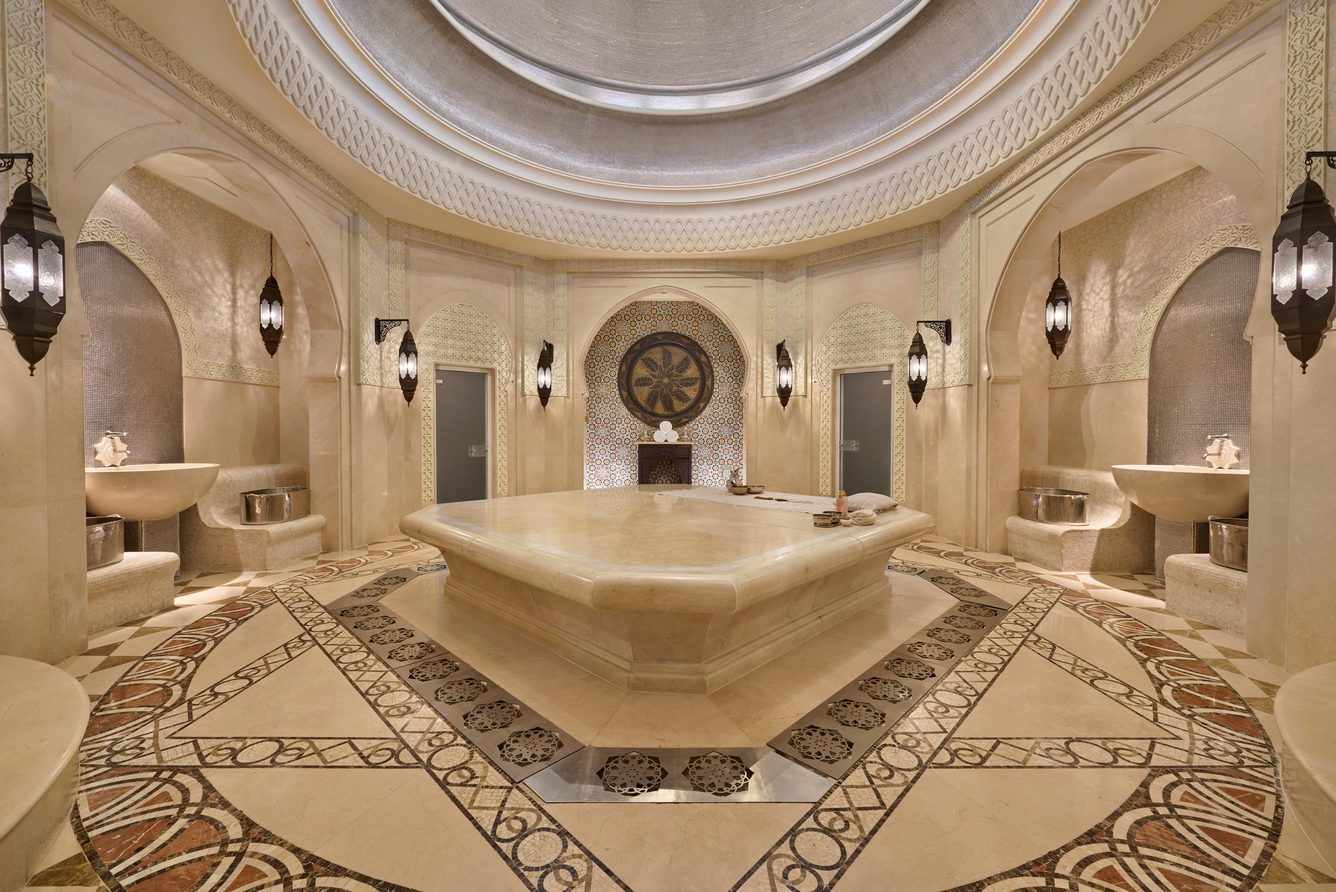 Marble hammam treatment room at the spa of Emirates Palace Mandarin Oriental