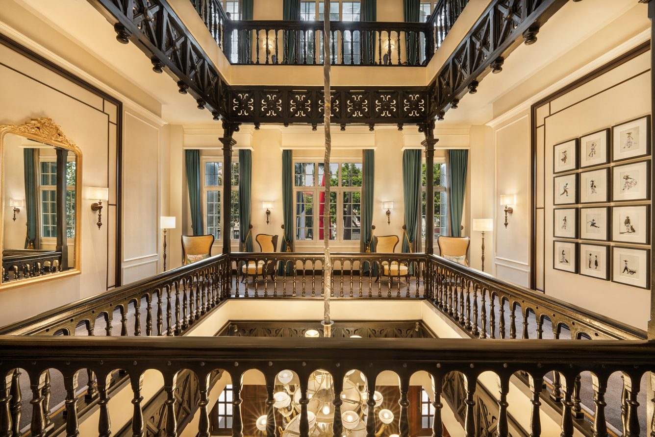 The galleried interior courtyard of the Historical Wing at Sofitel Legend Metropole Hanoi
